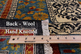 Black William Morris Handmade Wool Area Rug - 6' 1" X 9' 3 - Golden Nile