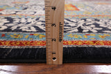 Black William Morris Handmade Wool Area Rug - 6' 1" X 9' 3 - Golden Nile