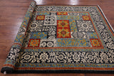 Black William Morris Handmade Wool Area Rug - 6' 1" X 9' 3 - Golden Nile