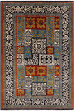Black William Morris Handmade Wool Area Rug - 6' 1" X 9' 3 - Golden Nile