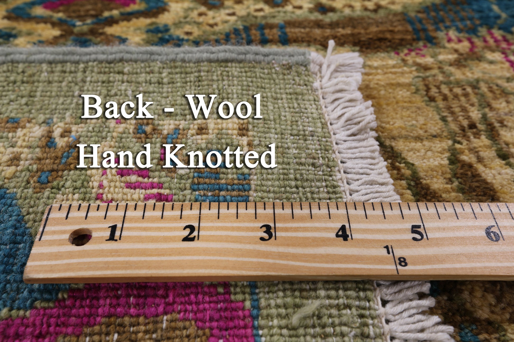 Green Square William Morris Hand Knotted Wool Rug - 5' 7" X 6' 0" - Golden Nile