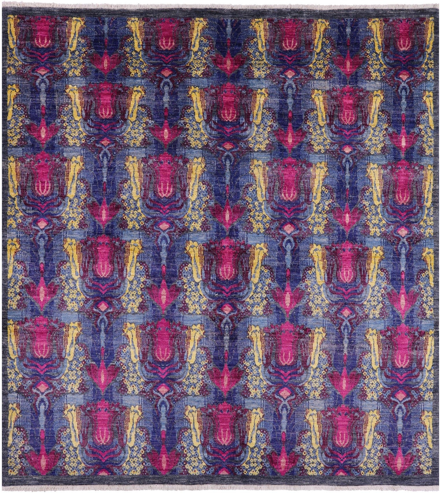 Square William Morris Hand Knotted Wool Rug - 6' 1" X 6' 3" - Golden Nile