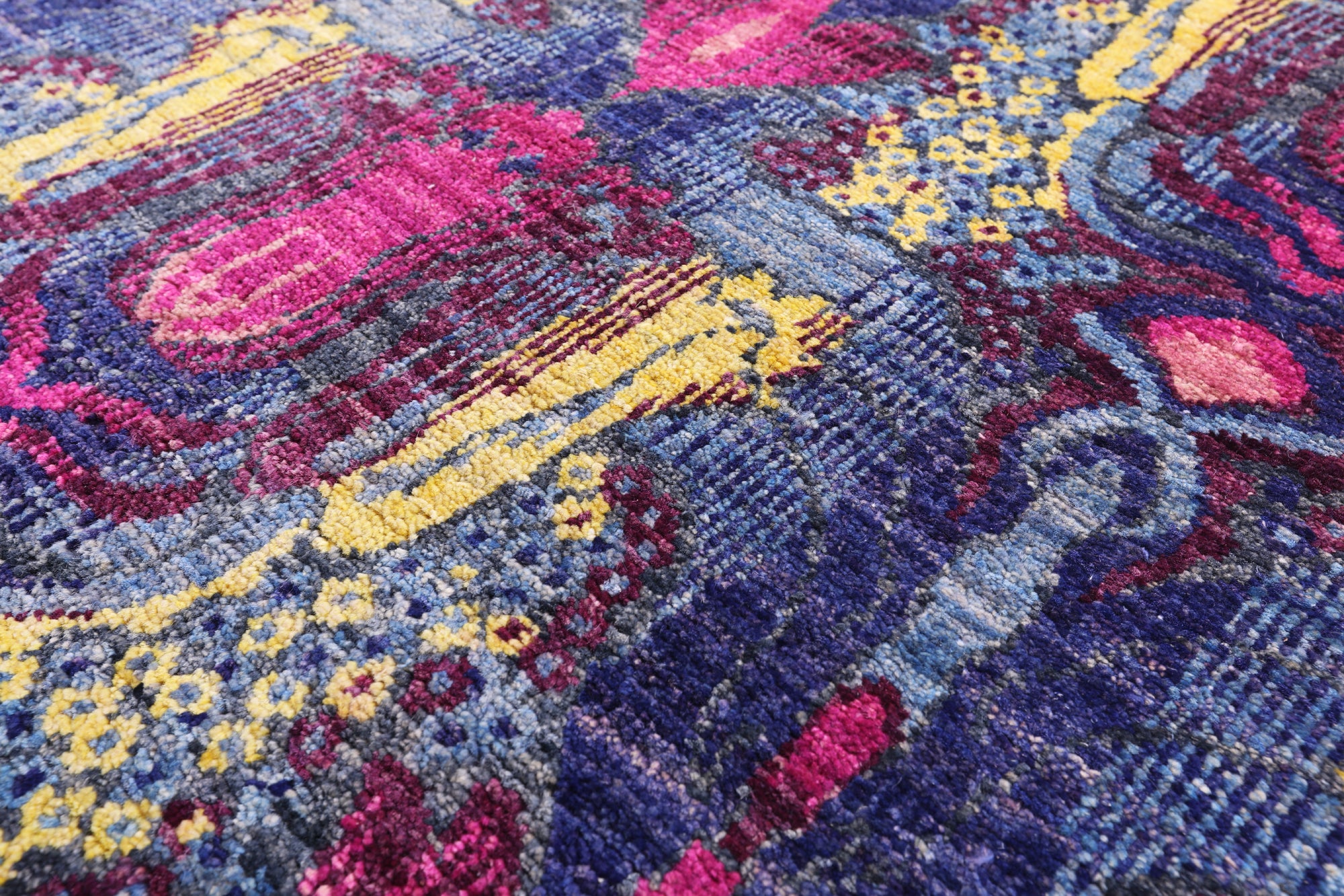 Square William Morris Hand Knotted Wool Rug - 6' 1" X 6' 3" - Golden Nile