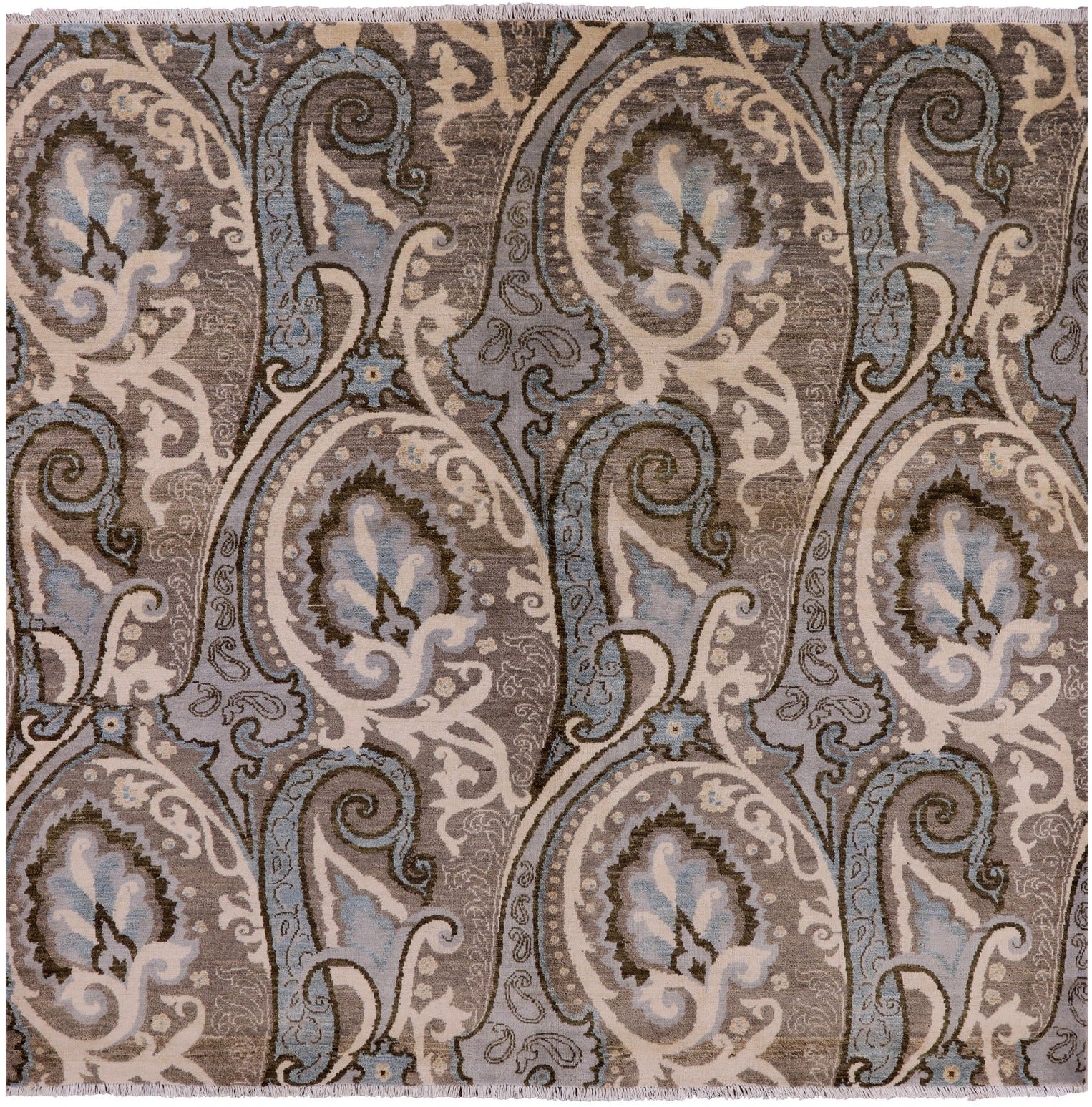 Square William Morris Hand Knotted Wool Rug - 6' 1" X 6' 3" - Golden Nile