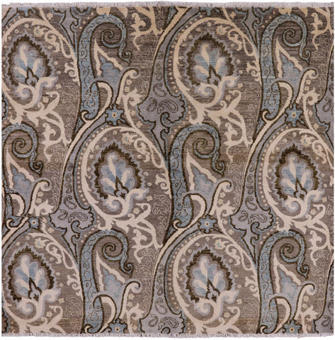 Square William Morris Hand Knotted Wool Rug - 6' 1