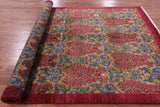 Red William Morris Handmade Wool Rug - 6' 8" X 9' 2" - Golden Nile