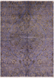 Purple William Morris Hand Knotted Wool Rug - 6' 0" X 8' 6" - Golden Nile