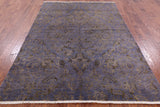 Purple William Morris Hand Knotted Wool Rug - 6' 0" X 8' 6" - Golden Nile