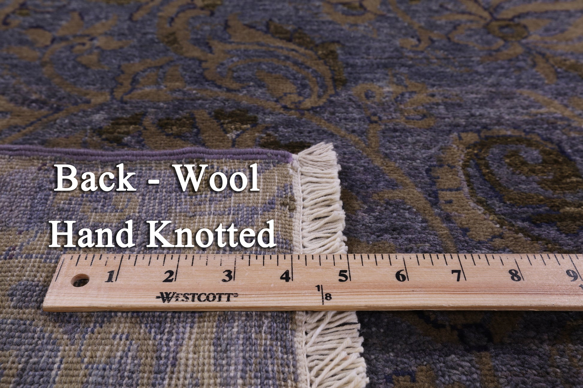Purple William Morris Hand Knotted Wool Rug - 6' 0" X 8' 6" - Golden Nile