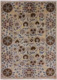 Ivory William Morris Hand Knotted Wool Rug - 6' 3" X 8' 5" - Golden Nile