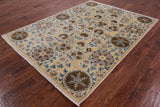 Ivory William Morris Hand Knotted Wool Rug - 6' 3" X 8' 5" - Golden Nile
