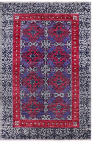 Grey William Morris Hand Knotted Wool Rug - 6' 0