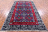 Grey William Morris Hand Knotted Wool Rug - 6' 0" X 9' 1" - Golden Nile
