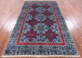Grey William Morris Handmade Wool Rug - 5' 1" X 8' 1" - Golden Nile