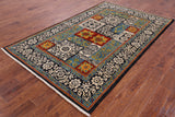 Black William Morris Hand Knotted Wool Area Rug - 5' 2" X 8' 2" - Golden Nile