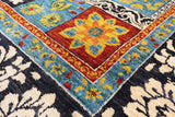 Black William Morris Hand Knotted Wool Area Rug - 5' 2" X 8' 2" - Golden Nile
