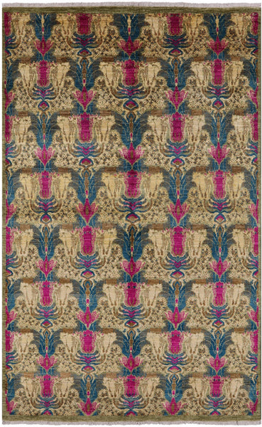 William Morris Handmade Wool Area Rug - 5' 0" X 8' 1" - Golden Nile