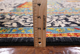 Black William Morris Handmade Wool Area Rug - 5' 3" X 7' 10" - Golden Nile