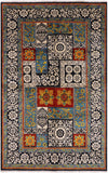 Black William Morris Handmade Wool Area Rug - 5' 3" X 7' 10" - Golden Nile