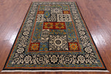 Black William Morris Handmade Wool Area Rug - 5' 3" X 7' 10" - Golden Nile