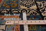 Black William Morris Handmade Wool Area Rug - 5' 3" X 7' 10" - Golden Nile