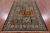 Black William Morris Handmade Wool Area Rug - 5' 2" X 7' 10" - Golden Nile