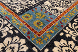 Black William Morris Handmade Wool Area Rug - 5' 2" X 7' 10" - Golden Nile