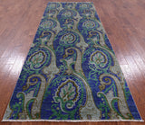 William Morris Hand Knotted Wool Runner Rug - 4' 1" X 12' 3" - Golden Nile