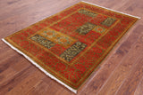 William Morris Hand Knotted Wool Rug - 4' 1" X 5' 11" - Golden Nile