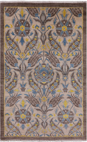 William Morris Hand Knotted Wool Rug - 4' 0" X 6' 3" - Golden Nile