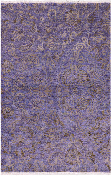 William Morris Handmade Wool Rug - 4' 1" X 6' 3" - Golden Nile