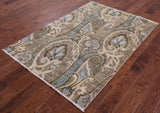 William Morris Hand Knotted Wool Rug - 4' 1" X 5' 10" - Golden Nile
