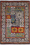 Black William Morris Hand Knotted Wool Area Rug - 4' 2" X 5' 11" - Golden Nile