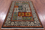 Black William Morris Hand Knotted Wool Area Rug - 4' 2" X 5' 11" - Golden Nile