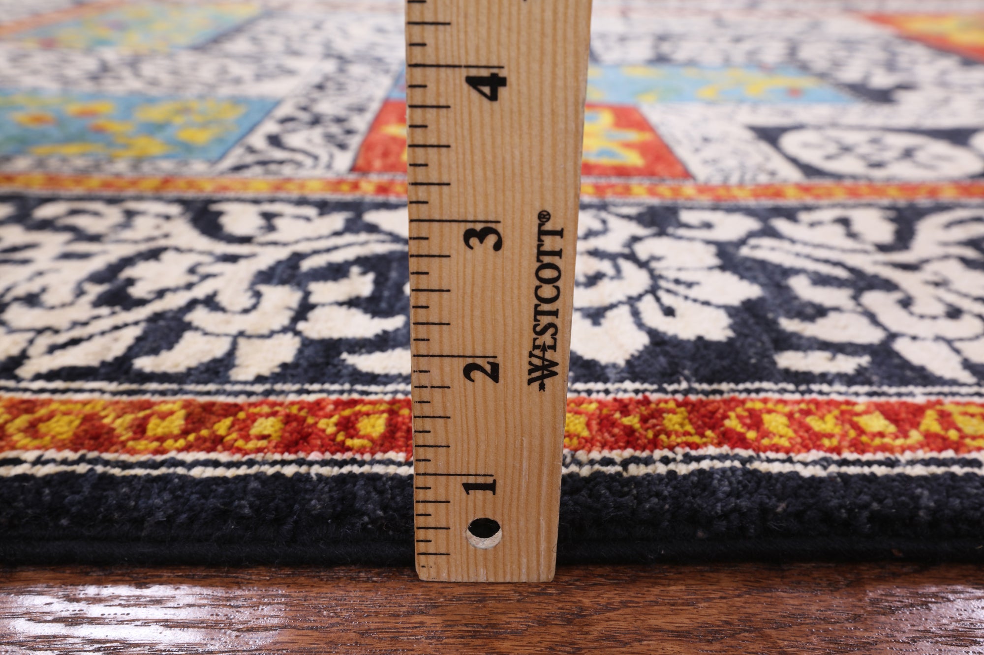 Black William Morris Hand Knotted Wool Area Rug - 4' 2" X 5' 11" - Golden Nile