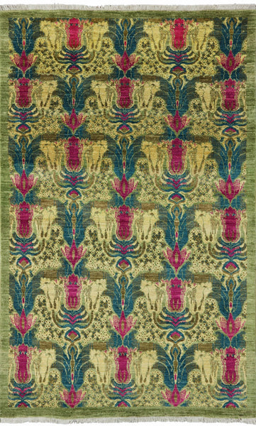 William Morris Handmade Wool Area Rug - 4' 2" X 6' 5" - Golden Nile