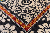 Black William Morris Handmade Wool Area Rug - 4' 1" X 6' 0" - Golden Nile