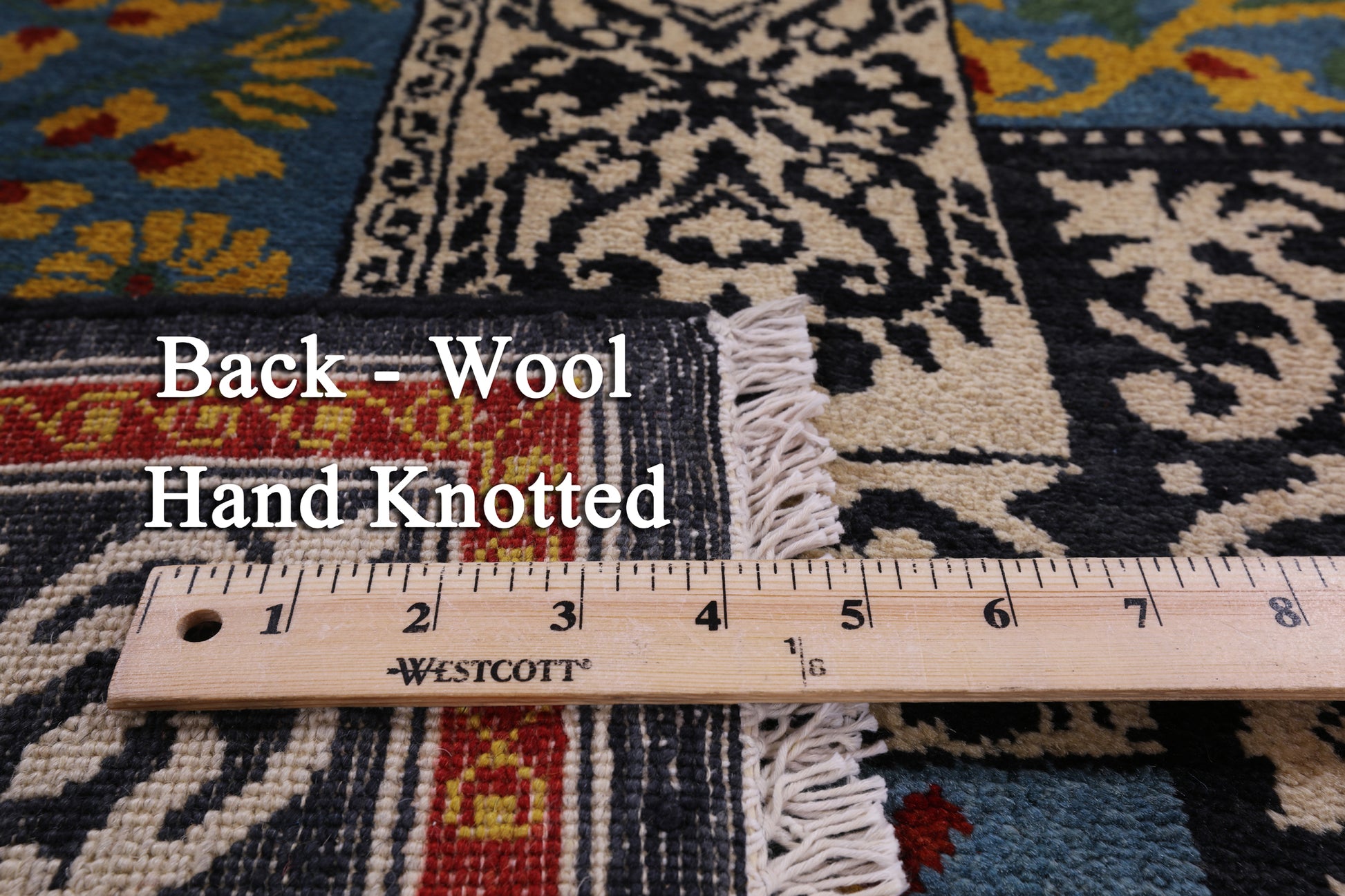 Black William Morris Handmade Wool Area Rug - 4' 1" X 6' 0" - Golden Nile