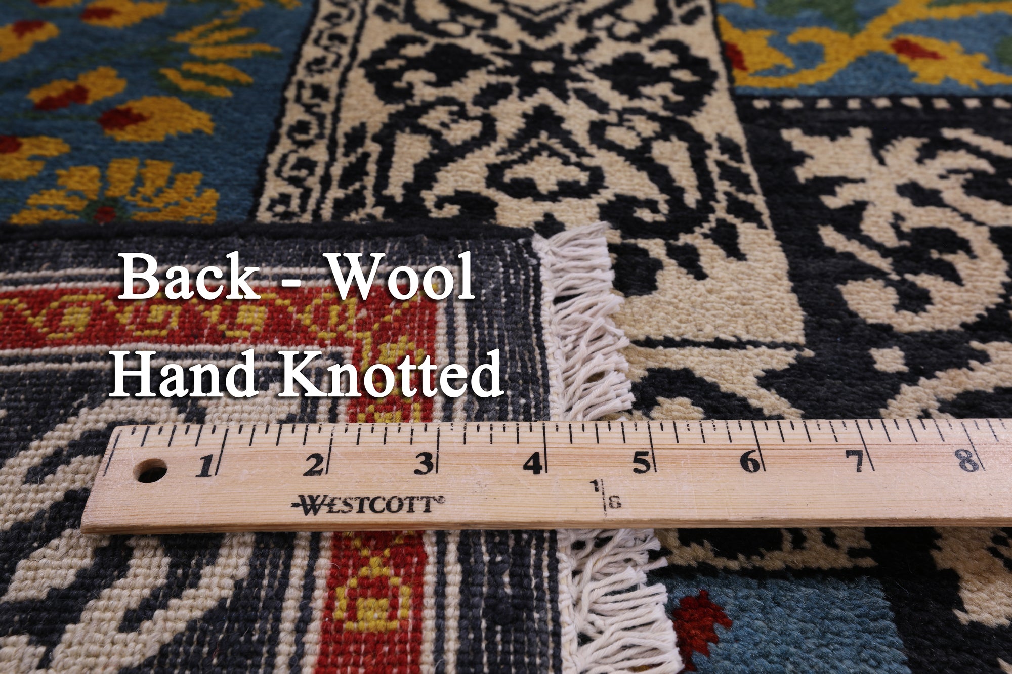 Black William Morris Handmade Wool Area Rug - 4' 1" X 6' 0" - Golden Nile