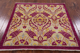 Square William Morris Handmade Wool Area Rug - 4' 2" X 4' 2" - Golden Nile