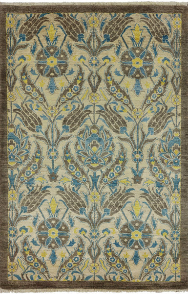 William Morris Handmade Wool Area Rug - 4' 1" X 6' 1" - Golden Nile