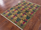 William Morris Hand Knotted Wool Area Rug - 4' 0" X 6' 1" - Golden Nile