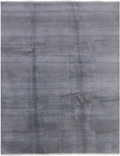 Grey Savannah Hand Knotted Wool & Silk Rug - 7' 9" X 10' 0" - Golden Nile