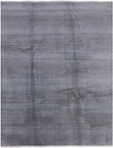 Grey Savannah Hand Knotted Wool & Silk Rug - 7' 9
