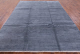 Grey Savannah Grass Hand Knotted Wool & Silk Rug - 7' 11" X 10' 0" - Golden Nile
