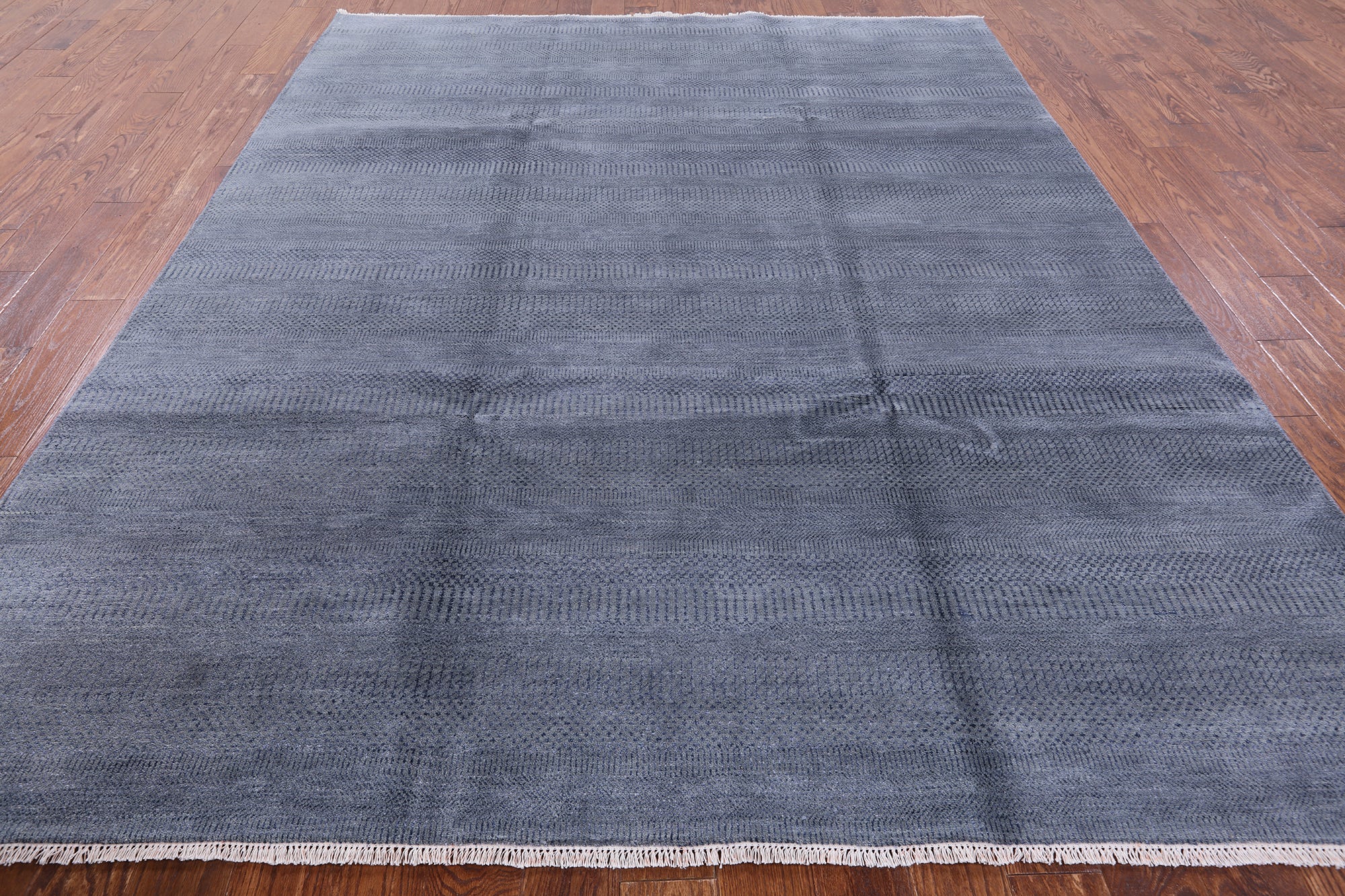 Grey Savannah Grass Hand Knotted Wool & Silk Rug - 7' 11" X 10' 0" - Golden Nile
