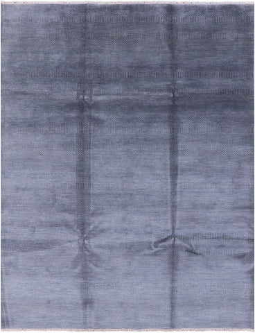 Grey Savannah Grass Hand Knotted Wool & Silk Rug - 7' 11