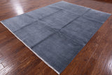 Grey Savannah Grass Hand Knotted Wool & Silk Rug - 7' 11" X 10' 0" - Golden Nile