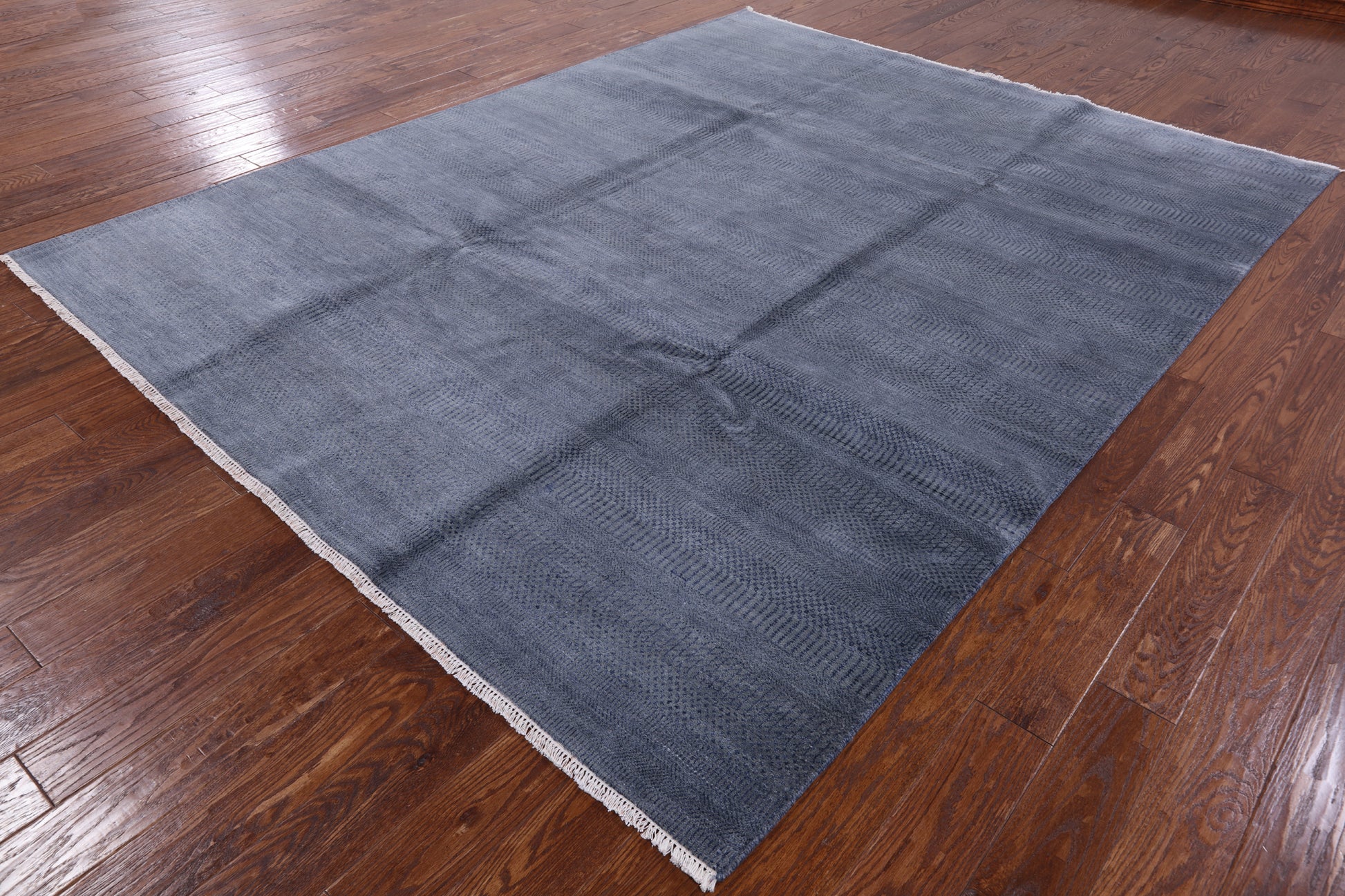 Grey Savannah Grass Hand Knotted Wool & Silk Rug - 7' 11" X 10' 0" - Golden Nile