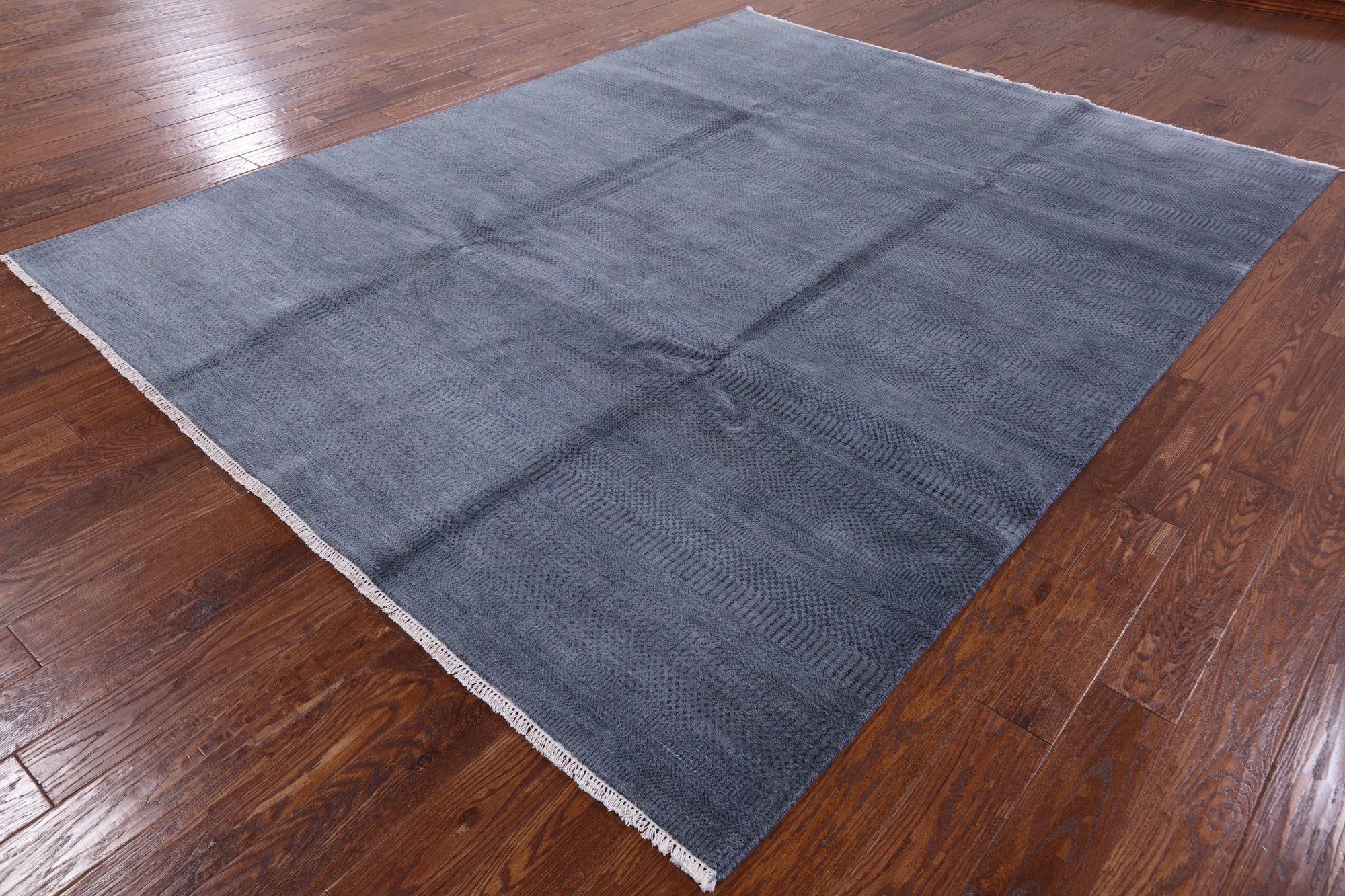 Grey Savannah Grass Hand Knotted Wool & Silk Rug - 7' 11" X 10' 0" - Golden Nile
